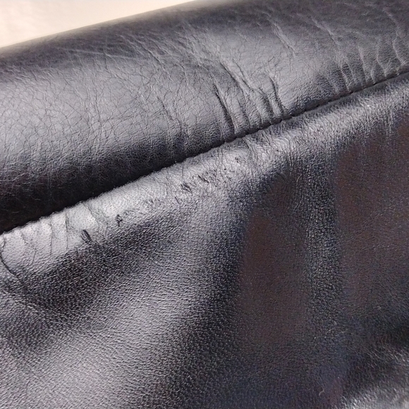 Pie Libre Italian Black Leather Almond Toe Side Zipper Low Heel Casual Tall Boot - Picture 11 of 13